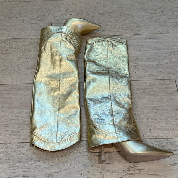 AGL Letizia Western Boot in Platino Gold Size 39 | New Without Box - Picture 12 of 13